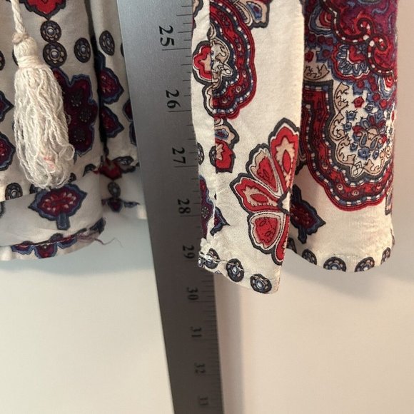 Southern Stitch Size Medium Peasant Print Tunic Blouse Burgundy Floral Boho - Picture 9 of 9